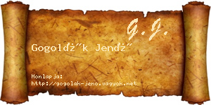 Gogolák Jenő névjegykártya